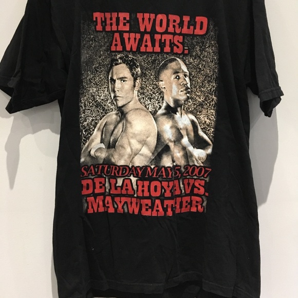 Rare vintage boxing promo TSHIRT rap tee Floyd mayweather mike Tyson Tupac - Picture 2 of 3